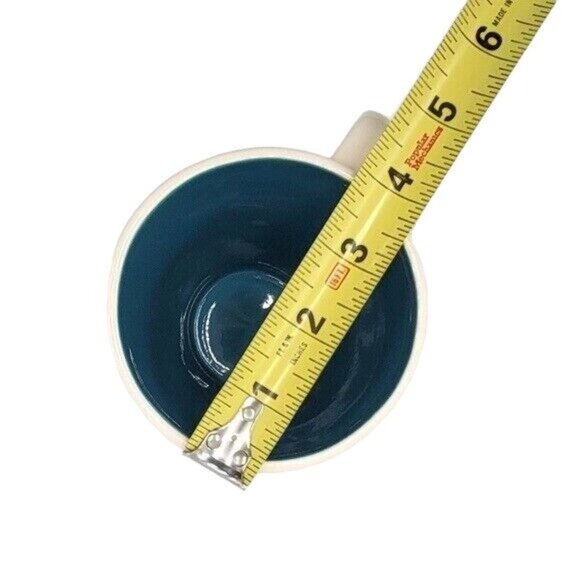 Starbucks Embossed Leaf Mug Cream Blue Teal Round 10oz 2007 Autumn Falling Taper - Picture 10 of 10